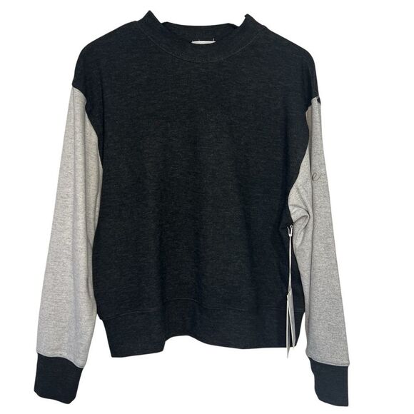 Calme by Johnny Was Mock-Neck Cozy Sweatshirt Womens Small Black Gray Pullover - Picture 3 of 8